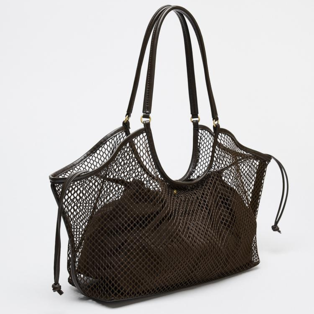 Braune Netztasche mit passender kleiner Innentasche