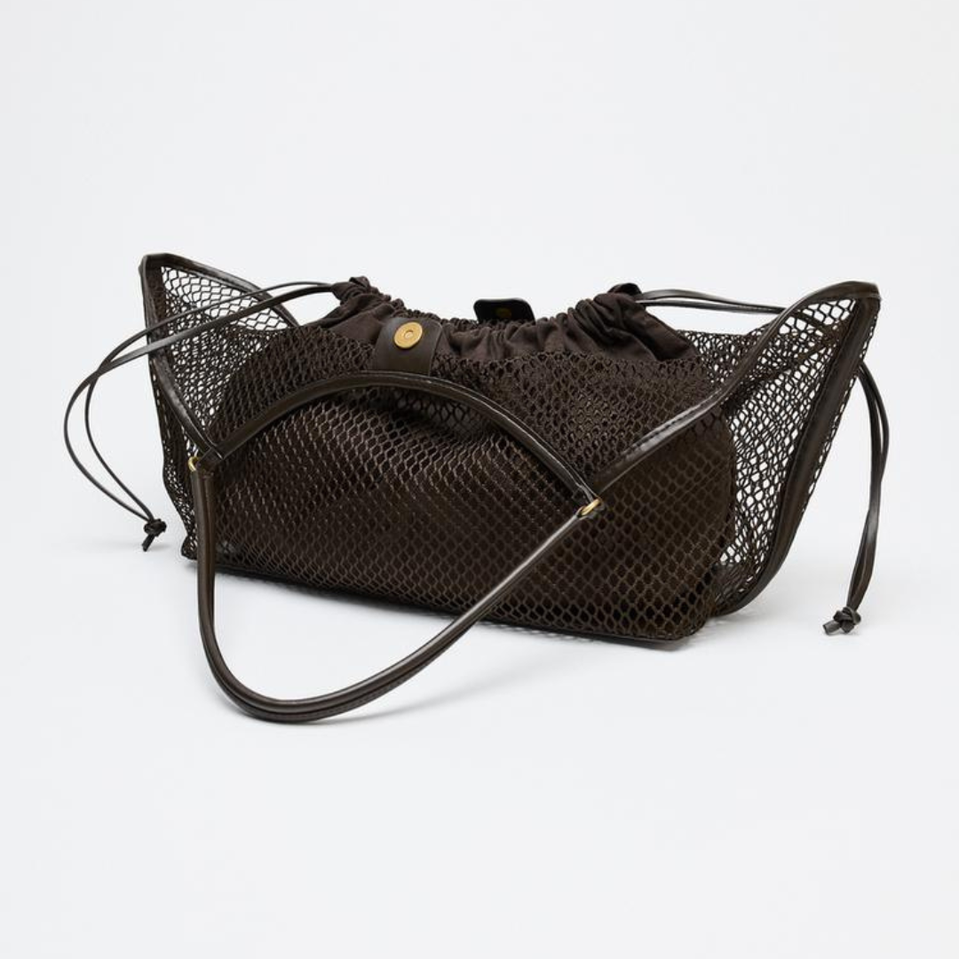 Braune Netztasche mit passender kleiner Innentasche