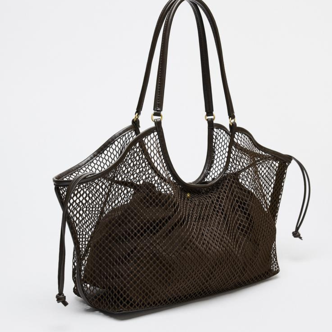 Braune Netztasche mit passender kleiner Innentasche