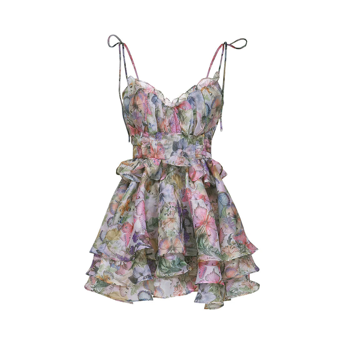 Sommerliches Blumenkleid mit Rüschen
