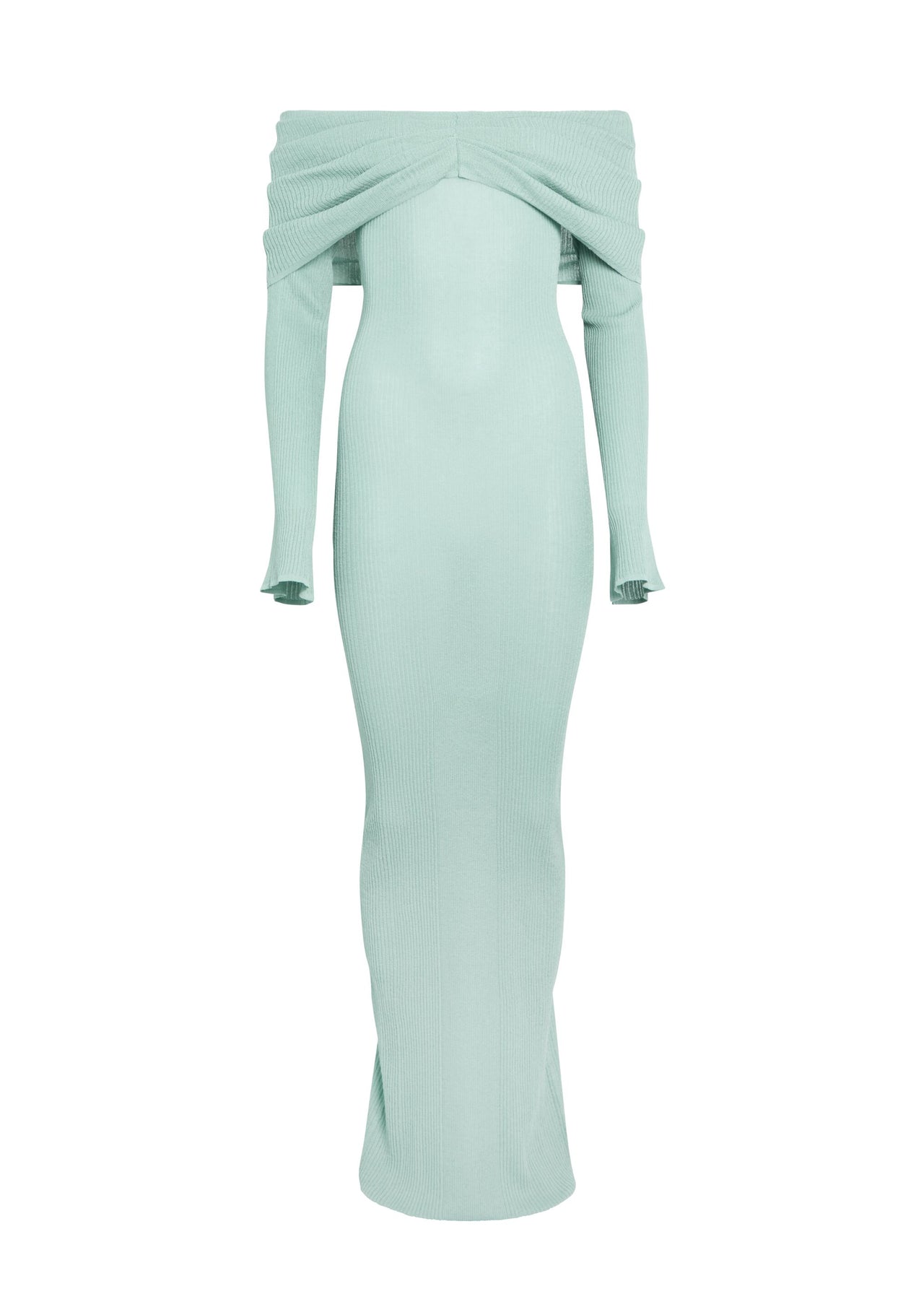 Grünes Off-Shoulder-Kleid