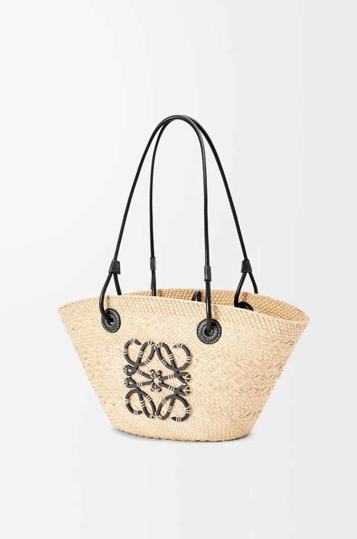 Boho-Strohtasche mit Lederdetails