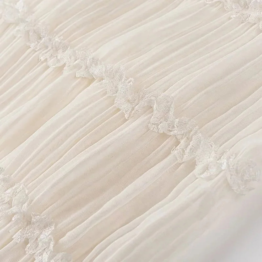 Elegantes langes Rüschenset – Kleid mit passendem Rückenfrei-Top