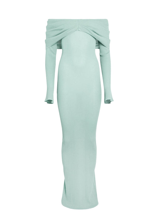 Grünes Off-Shoulder-Kleid